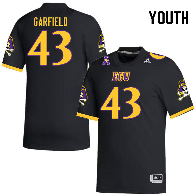 Youth #43 Colby Garfield ECU Pirates 2023 College Football Jerseys Stitched-Black - Click Image to Close